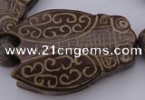 CAL26 14.5 inches 40*60mm carved cicada agalmatolite beads