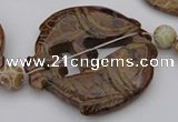 CAL30 14.5 inches 54*56mm carved fish agalmatolite beads