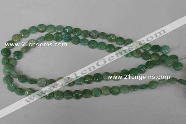 CAM1015 15.5 inches 10mm flat round natural Russian amazonite beads