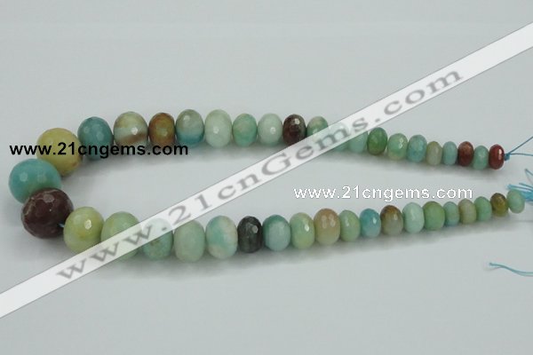 CAM107 15.5 inches multi-size faceted rondelle amazonite gemstone beads