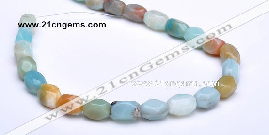 CAM11 faceted pebble 7*12mm natural amazonite beads Wholesale