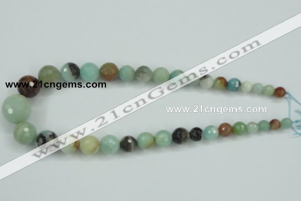 CAM110 15.5 inches multi-size faceted round amazonite gemstone beads