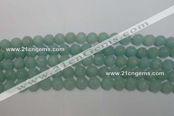 CAM1122 15.5 inches 8mm carved round amazonite beads wholesale