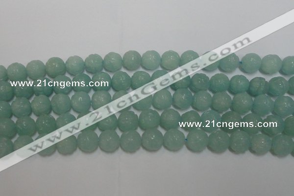 CAM1123 15.5 inches 10mm carved round amazonite beads wholesale