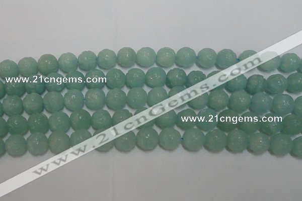 CAM1124 15.5 inches 12mm carved round amazonite beads wholesale