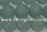 CAM1125 15.5 inches 14mm carved round amazonite beads wholesale