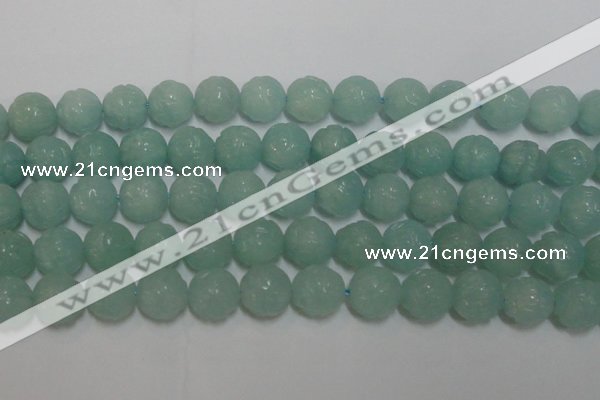 CAM1126 15.5 inches 16mm carved round amazonite beads wholesale