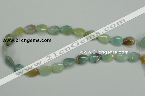 CAM116 15.5 inches 13*18mm flat teardrop amazonite gemstone beads