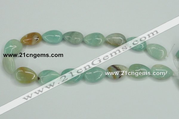 CAM117 15.5 inches 18*25mm flat teardrop amazonite gemstone beads