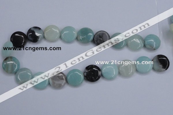 CAM123 15.5 inches 20mm flat round amazonite gemstone beads