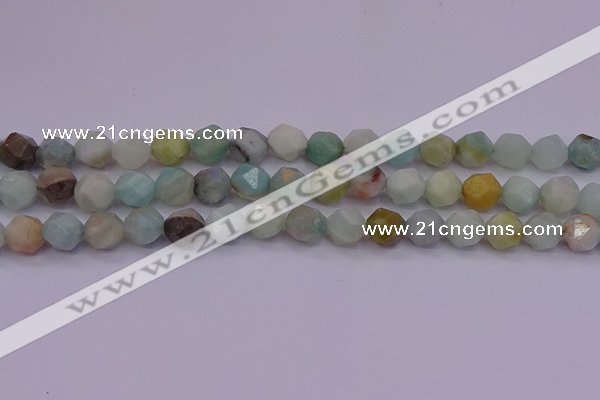 CAM1413 15.5 inches 10mm faceted nuggets amazonite gemstone beads