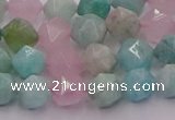 CAM1442 15.5 inches 8mm faceted nuggets amazonite & rose quartz beads