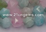 CAM1444 15.5 inches 12mm faceted nuggets amazonite & rose quartz beads