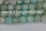 CAM1450 15.5 inches 4mm faceted round amazonite gemstone beads