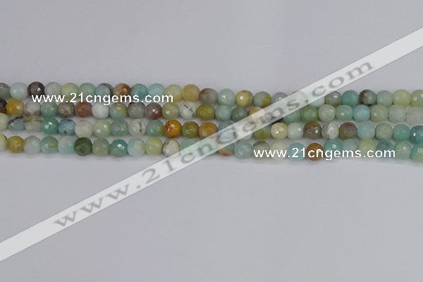 CAM1458 15.5 inches 4mm faceted round amazonite beads wholesale