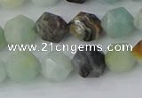 CAM1467 15.5 inches 8mm faceted nuggets black amazonite beads