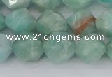 CAM1474 15.5 inches 10mm faceted nuggets Brazilian amazonite beads