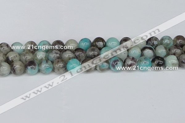 CAM1484 15.5 inches 12mm round Madagascar black amazonite beads