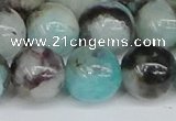 CAM1485 15.5 inches 14mm round Madagascar black amazonite beads