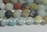 CAM1487 15.5 inches 6mm faceted nuggets matte black amazonite beads