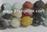 CAM1488 15.5 inches 8mm faceted nuggets matte black amazonite beads