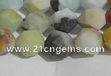 CAM1489 15.5 inches 10mm faceted nuggets matte black amazonite beads