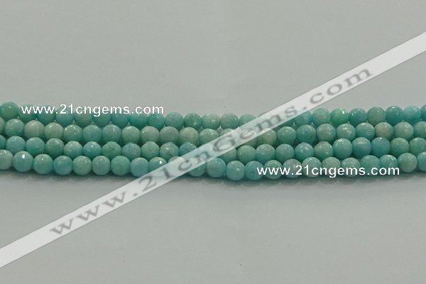 CAM1521 15.5 inches 6mm faceted round natural peru amazonite beads