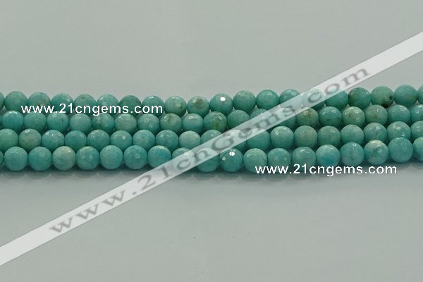 CAM1522 15.5 inches 8mm faceted round natural peru amazonite beads