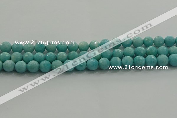 CAM1523 15.5 inches 10mm faceted round natural peru amazonite beads