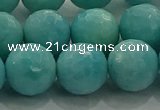 CAM1525 15.5 inches 14mm faceted round natural peru amazonite beads