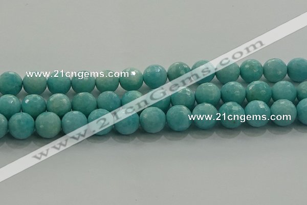 CAM1525 15.5 inches 14mm faceted round natural peru amazonite beads