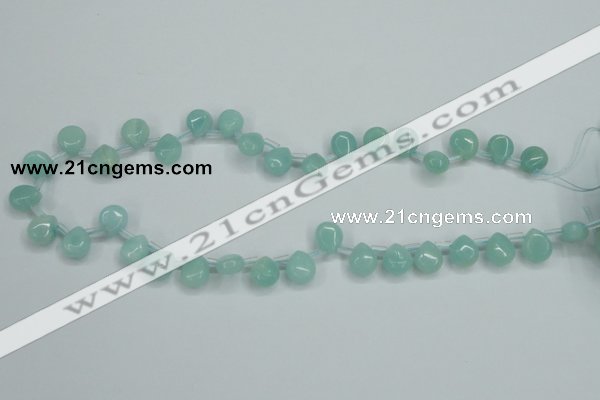 CAM153 9*11mm top-drilled flat teardrop amazonite gemstone beads