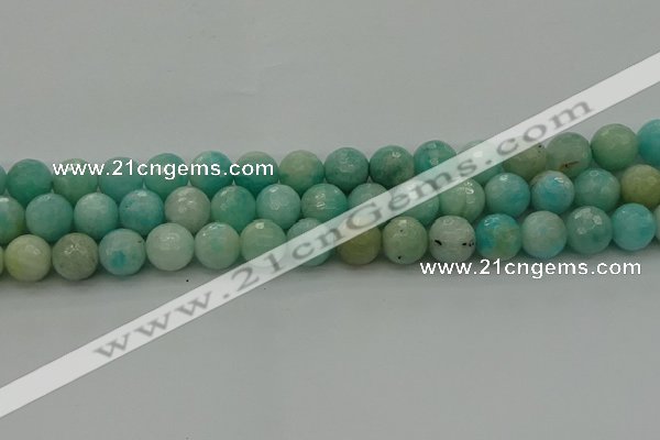 CAM1563 15.5 inches 10mm faceted round Russian amazonite beads