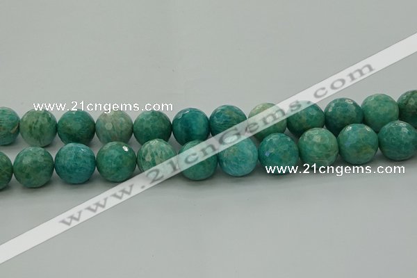 CAM1586 15.5 inches 16mm faceted round Russian amazonite beads