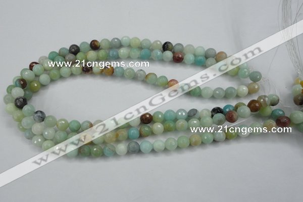 CAM162 15.5 inches 8mm faceted round amazonite gemstone beads