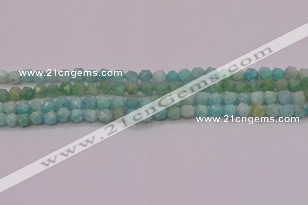 CAM1621 15.5 inches 6mm faceted nuggets amazonite gemstone beads