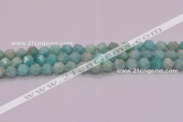 CAM1623 15.5 inches 10mm faceted nuggets amazonite gemstone beads