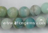 CAM164 15.5 inches 12mm faceted round amazonite gemstone beads