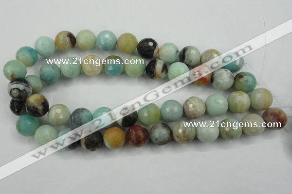 CAM165 15.5 inches 14mm faceted round amazonite gemstone beads