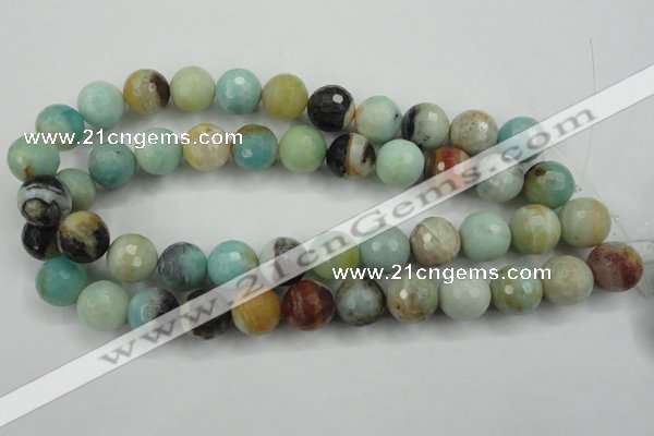 CAM166 15.5 inches 16mm faceted round amazonite gemstone beads