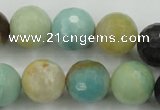 CAM167 15.5 inches 18mm faceted round amazonite gemstone beads