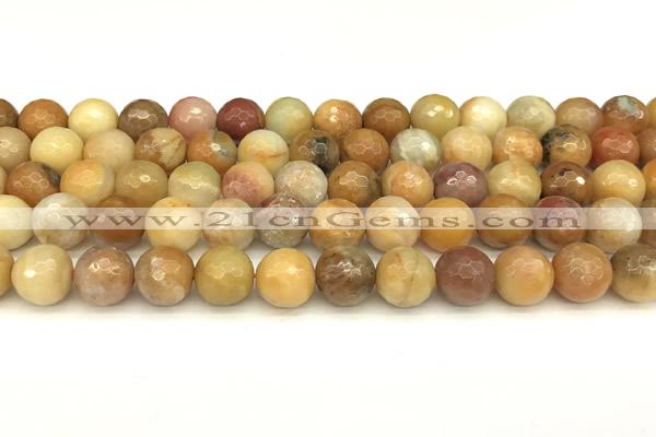 CAM1776 15 inches 8mm faceted round yellow amazonite beads