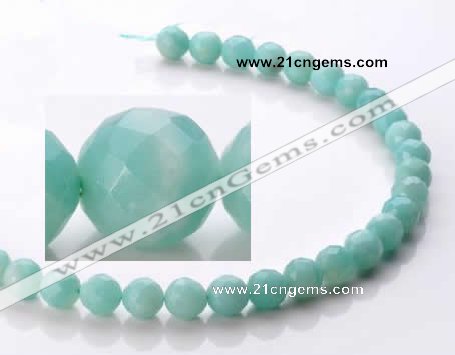 CAM28 10mm natural amazonite faceted round stone beads Wholesale