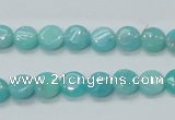 CAM300 15.5 inches 8mm flat round natural peru amazonite beads