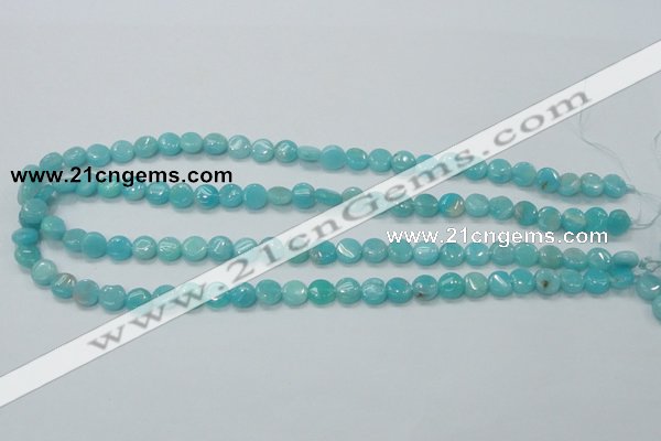 CAM300 15.5 inches 8mm flat round natural peru amazonite beads