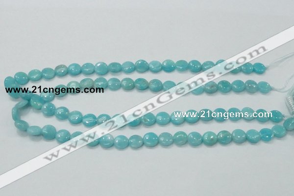 CAM301 15.5 inches 10mm flat round natural peru amazonite beads