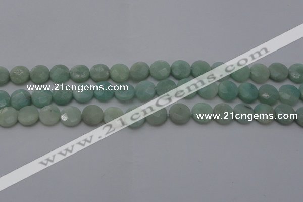 CAM363 15.5 inches 10mm faceted coin amazonite gemstone beads