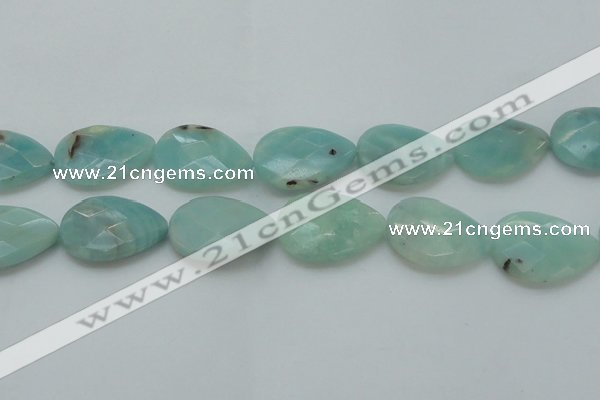 CAM365 15.5 inches 22*30mm faceted flat teardrop amazonite beads