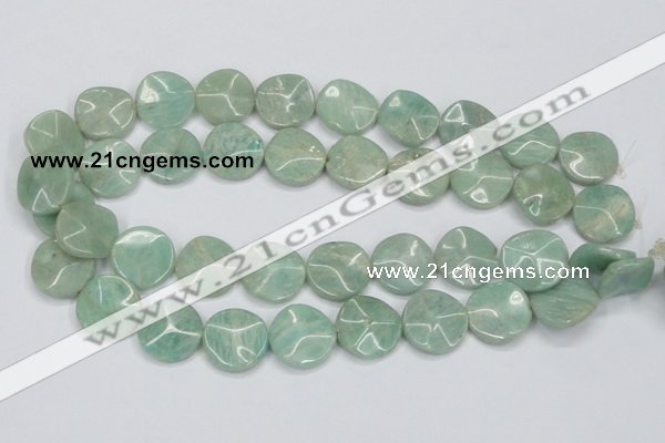 CAM412 15.5 inches 20mm wavy coin natural russian amazonite beads