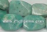 CAM413 18*25mm faceted & twisted rectangle natural russian amazonite beads